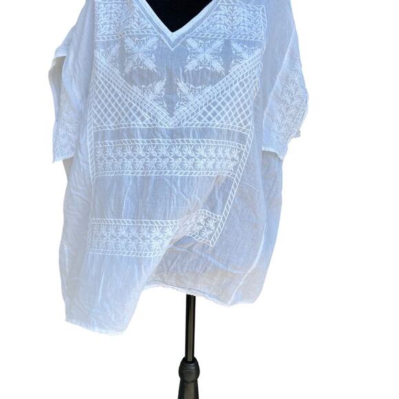 Violeta by Mango Women’s size XL summer top, white with embroidery - Picture 3 of 11